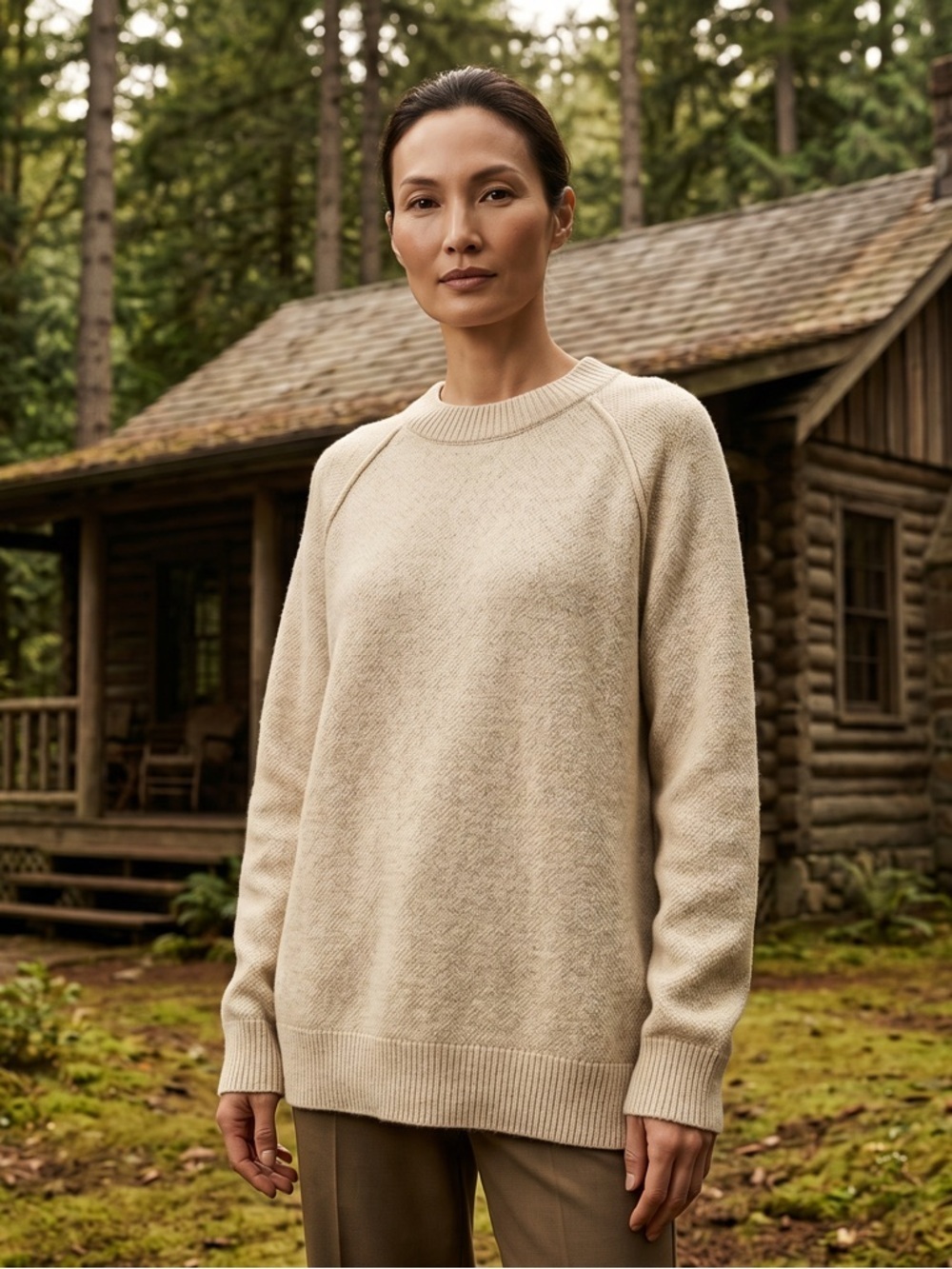 American Eagle Outfitters Cream Crew Neck Sweater